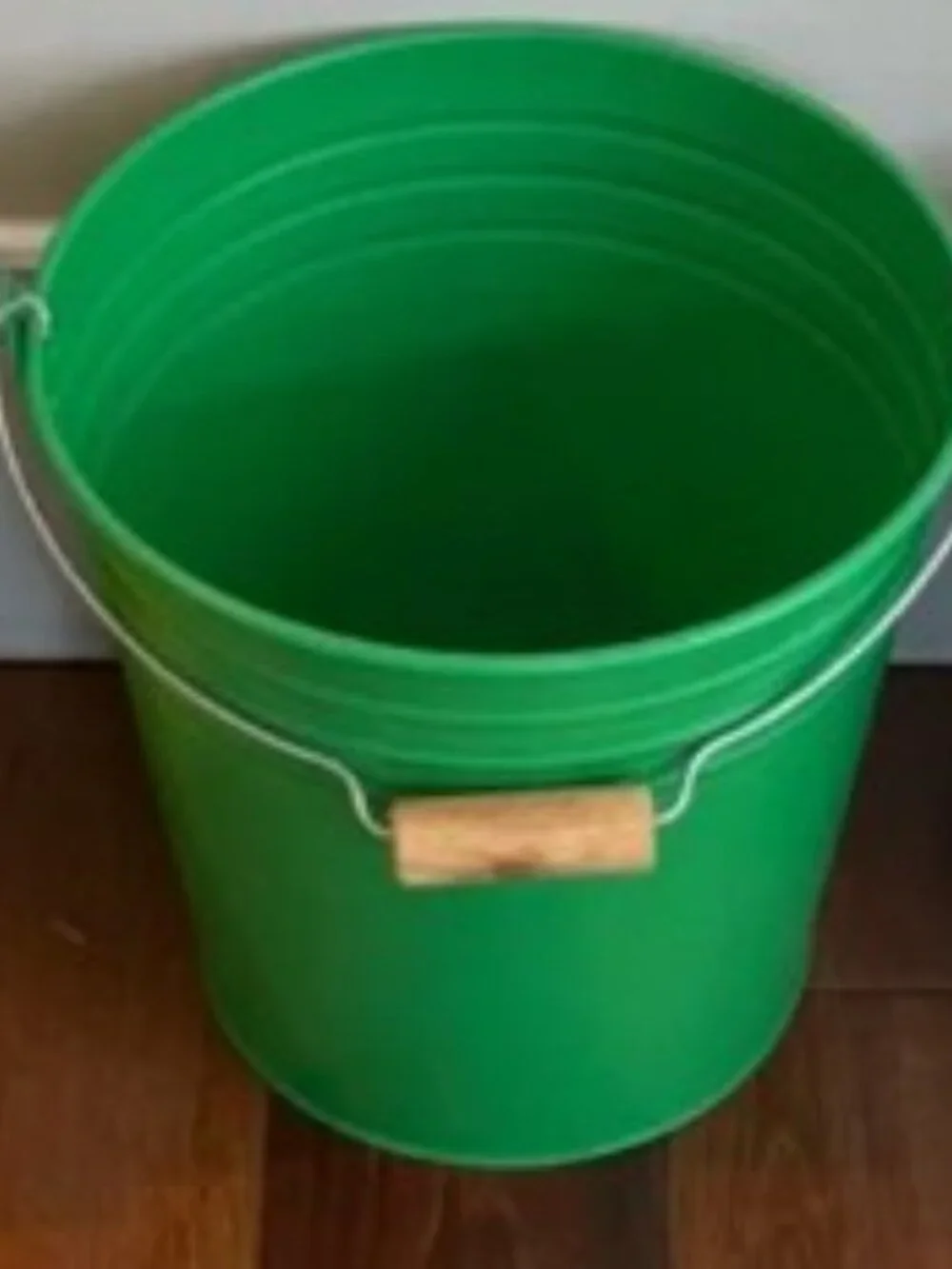 IKEA Green Metal Bucket with Wooden Handle
